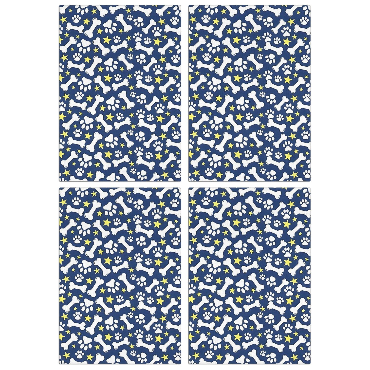 4 Pcs Funny Kitchen Towels,Paw Print Dog Bone Microfiber Dish Towels,Kitchen Tea Towels,Kitchen Towel Set (18" X 26")