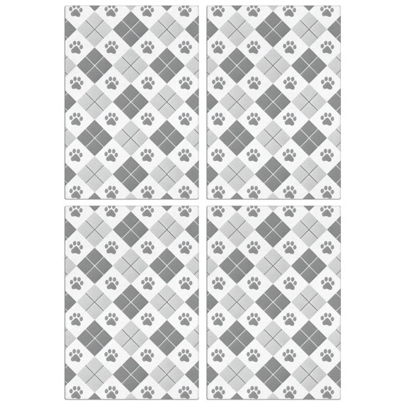 4 Pcs Funny Kitchen Towels,Pawprints Argyle Microfiber Dish Towels,Kitchen Tea Towels,Kitchen Towel Set (18" X 26")