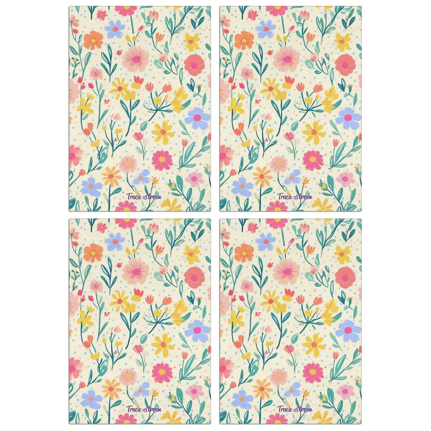 4 Pcs Funny Kitchen Towels,Pioneer Flower Microfiber Dish Towels,Kitchen Tea Towels,Kitchen Towel Set (18" X 26")