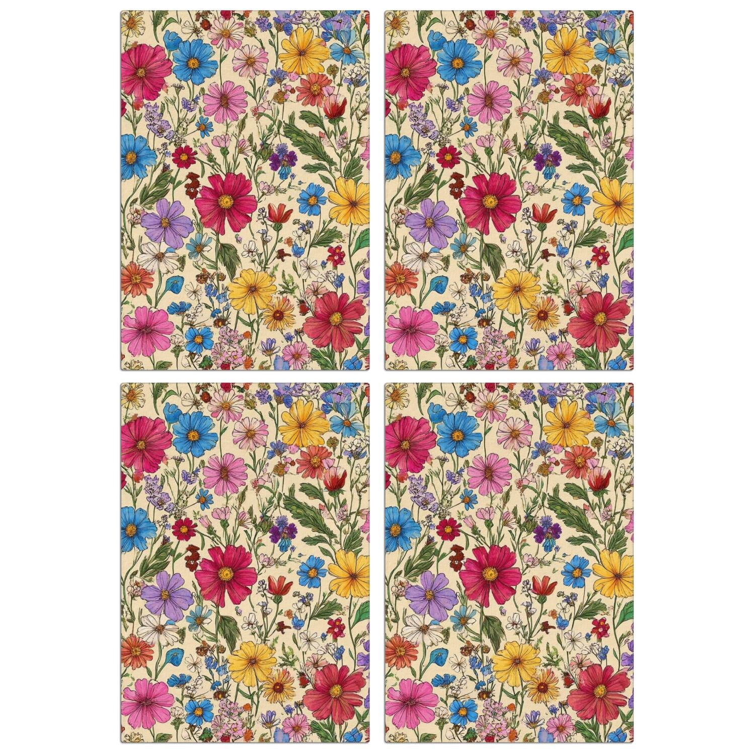 4 Pcs Funny Kitchen Towels,Pioneer Flower Microfiber Dish Towels,Kitchen Tea Towels,Kitchen Towel Set (18" X 26")