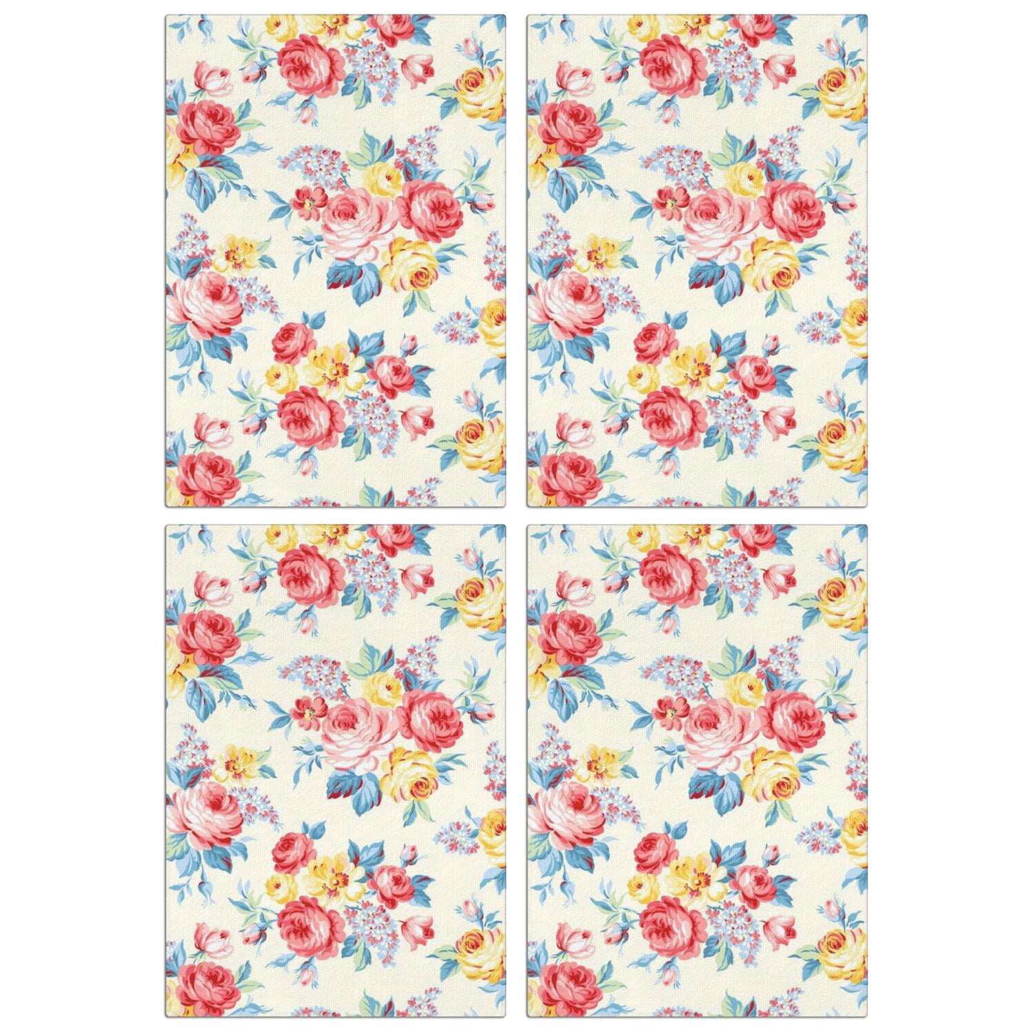 4 Pcs Funny Kitchen Towels,Pioneer Flower Microfiber Dish Towels,Kitchen Tea Towels,Kitchen Towel Set (18" X 26")