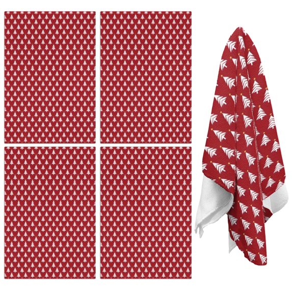 4 Pcs Funny Kitchen Towels,Red Christmas Tree Pattern Microfiber Dish Towels,Kitchen Tea Towels,Kitchen Towel Set (18" X 26")