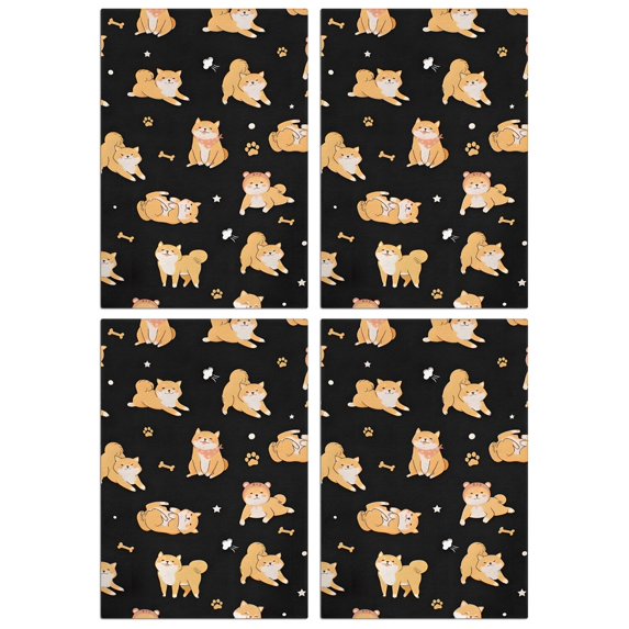 4 Pcs Funny Kitchen Towels,Shiba Inu Microfiber Dish Towels,Kitchen Tea Towels,Kitchen Towel Set (18" X 26")
