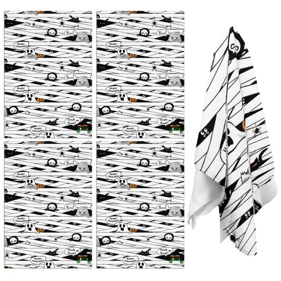 4 Pcs Funny Kitchen Towels,Spooky Halloween Pattern Microfiber Dish Towels,Kitchen Tea Towels,Kitchen Towel Set (18" X 26")