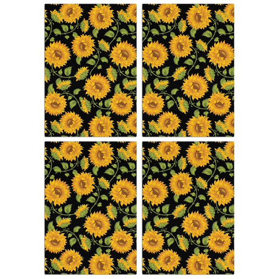 4 Pcs Funny Kitchen Towels,Sunflower Microfiber Dish Towels,Kitchen Tea Towels,Kitchen Towel Set (18" X 26")