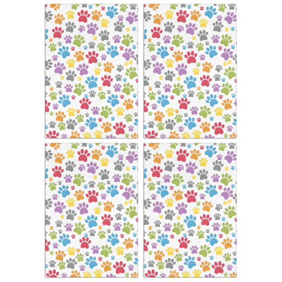 4 Pcs Funny Kitchen Towels,White Dog Paw Footprint Microfiber Dish Towels,Kitchen Tea Towels,Kitchen Towel Set (18" X 26")