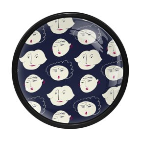 4 Pcs Funny People Doodle Knobs for Kitchen Cabinet Cupboard Dresser Bookcase Drawer Pulls Handles Round Home Decor