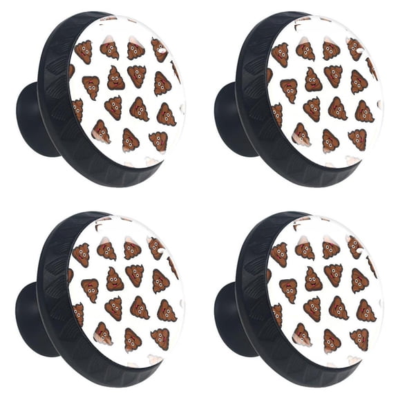4 Pcs Funny Poop Pattern Cute Knobs for Kitchen Cabinet Cupboard Dresser Bookcase Drawer Pulls Handles Round Home Decor
