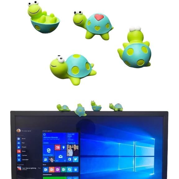 4 Pcs Funny Resin Turtle Decor, 3D Creative Craft Animal Turtle Figurine, Adorable Office Desk Toy, Great for Computer Monitor Desk Decoration