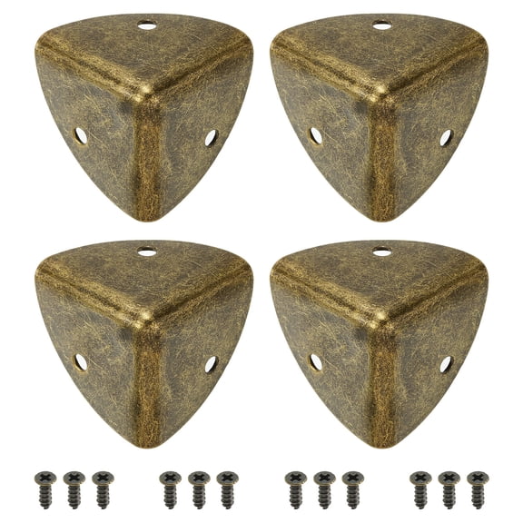 4 Pcs Furniture Corner Edges Protector, 40mm Metal Edge Guard with Screws, Bronze
