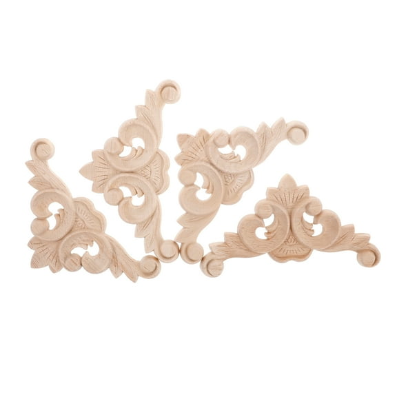 4 Pcs Furniture Decals European Style Corner Flower Decal 8.50X8.50X2.00CM Beige