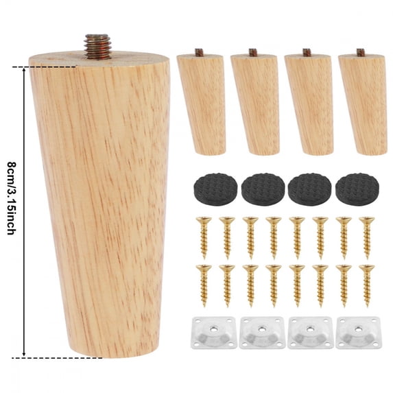 4 Pcs Furniture Legs Wooden Solid Furniture Feet Oblique/Straight Table ...