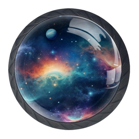 4 Pcs Galaxy Knobs for Kitchen Cabinet Cupboard Dresser Bookcase Drawer Pulls Handles Round Home Decor