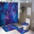 4 Pcs Galaxy Theme Shower Curtain Set Nebula Bathroom Set Universe 70