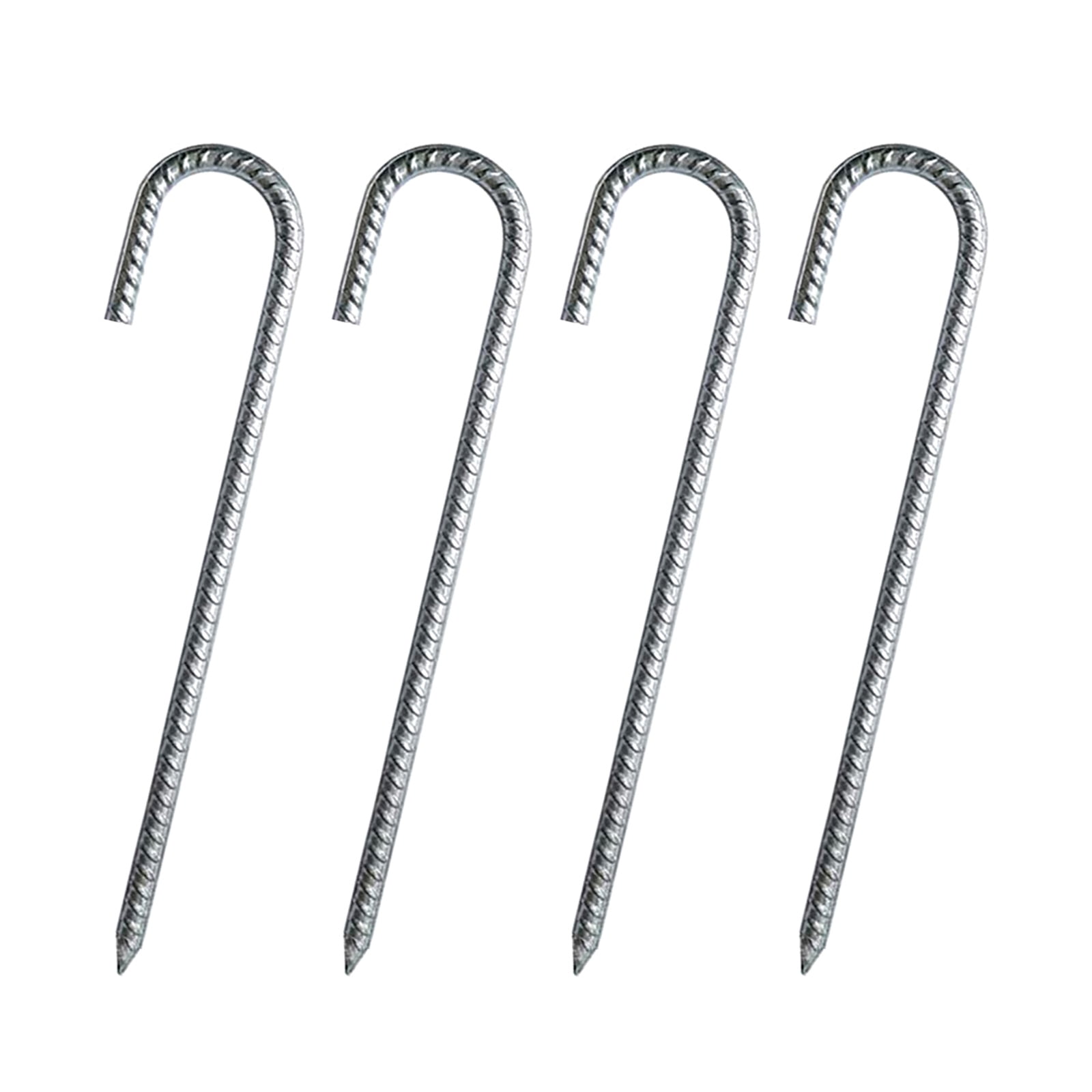 4 Pcs Galvanized Steel J Hooks Nails Heavy Duty Tent Stakes Ground Nails RustProof Landscape Fabric Stakes Easy Use