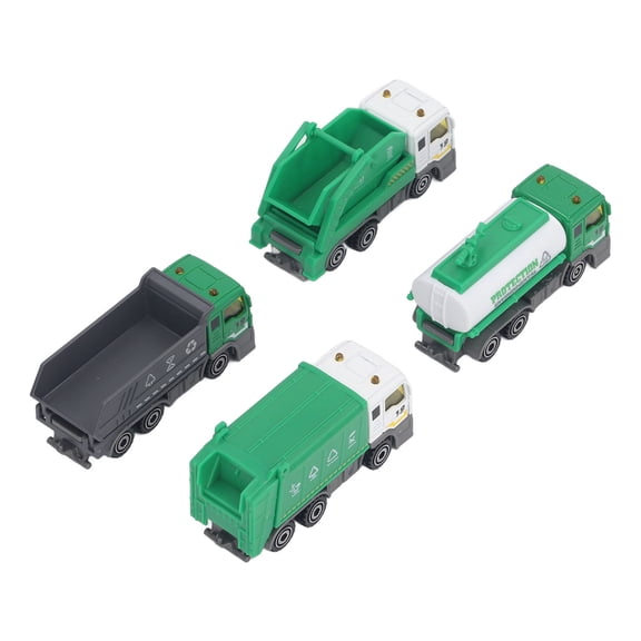4 Pcs Garbage Truck Toy 1:32 Scale Inertial Drive Sanitation Vehicle Model Kids Educational Car Toy