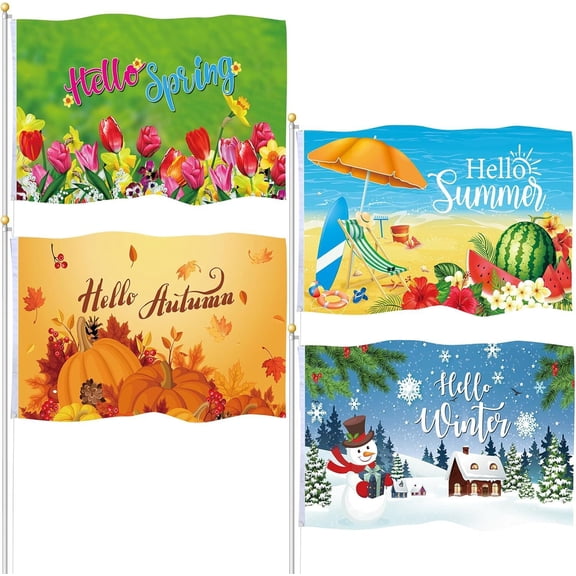 4 Pcs Garden Flag 3 x 5 ft Spring Summer Autumn Winter Flag Seasons Flag Doub...
