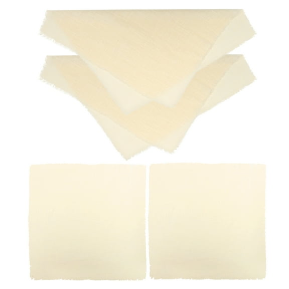 NUOLUX 4Pcs Washable Cotton Linen Napkins Decorative Beige Cloth Napkins for Weddings and Dinner Parties