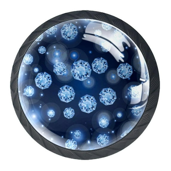 4 Pcs Gem Diamond Shiny Bling Knobs for Kitchen Cabinet Cupboard Dresser Bookcase Drawer Pulls Handles Round Home Decor