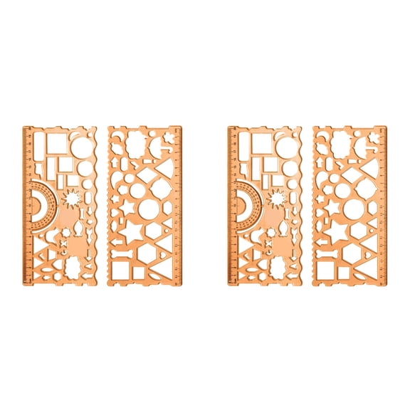 4 Pcs Geometric Drawings Stencils, 8.3"×3.7" Multi Shape Stencil Ruler, Plastic Template Drawing Tool, Multi Function Geometric Measuring Ruler, Scale Drafting Ruler, Decorative Drafting Stencil