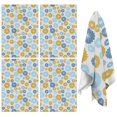 thumbnail image 1 of 4 Pcs Geometric Flower and Dahlia Gray Funny Kitchen Towels, Microfiber Dish Towels, Kitchen Tea Towels Set 18" X 26", 1 of 6
