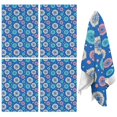 thumbnail image 1 of 4 Pcs Geometric Flower and Dot Blue Pattern Funny Kitchen Towels, Microfiber Dish Towels, Kitchen Tea Towels Set 18" X 26", 1 of 6