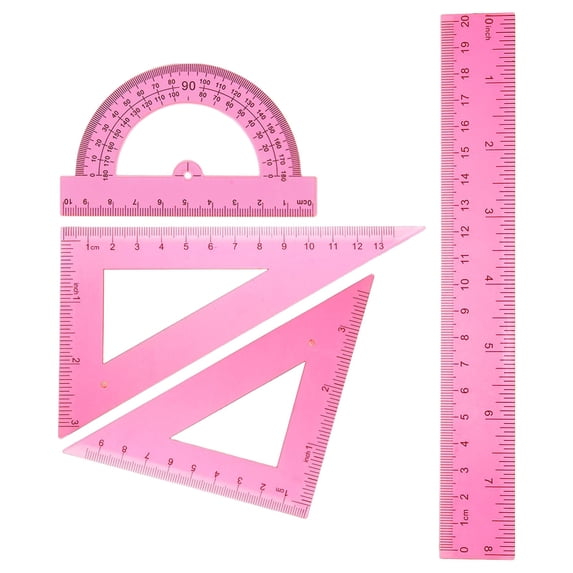 4 Pcs Geometry Measuring Set, Plastic Ruler Math Set Includes Protractor,Triangle Square Ruler,Straight Measuring Ruler, Math Drafting Rulers, Triangular Ruler Kit, Drafting Measuring Tool