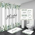 thumbnail image 1 of 4 Pcs Get Naked Shower Curtain Sets with Non-Slip Rugs, Toilet Lid Cover and Bath Mat,  Plant Green Leaves Shower Curtain Set with 12 Hooks, Washable Shower Curtains Decor, 1 of 11