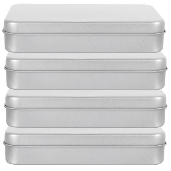 4Pcs Rectangular Empty Tin Box Mini Portable Small Storage Holders