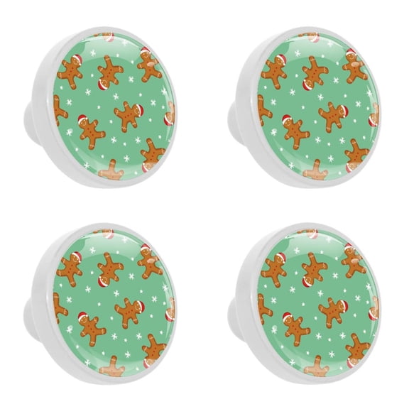 4 Pcs Gingerbread Man Knobs for Kitchen Cabinet Cupboard Dresser Bookcase Drawer Pulls Handles Round Home Decor