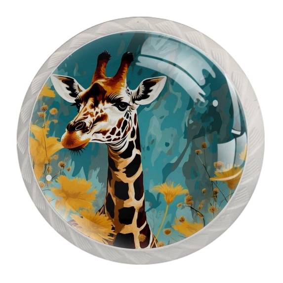 4 Pcs Giraffe Knobs for Kitchen Cabinet Cupboard Dresser Bookcase Drawer Pulls Handles Round Home Decor