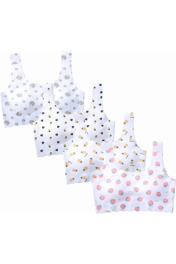 4 Pcs Girls Training Bra-Racerback Sports Seamless Bras, Invisible Dig-Free Teen Bras,Girls Bra with Removable Mini-A Cup Pad,Training Bras for Girls 13-16 Sports(XL)