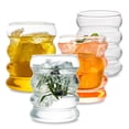 thumbnail image 1 of 4 Pcs Glass Cups Cute Ripple Shaped Vintage Drinking Glasses Clear Ribbed Glassware Cups for Kitchen Coffee Juice Beverage Water Milk Beer Wine Glasses Bar Decor Aosijia, 1 of 10