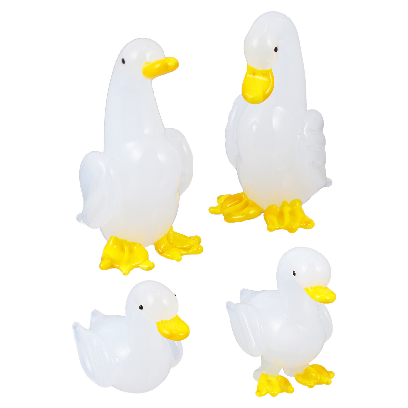 4 Pcs Glass Duck Ornament Mini Ducks Home Decor Mini Figurines Animal Ornament Glass Figure