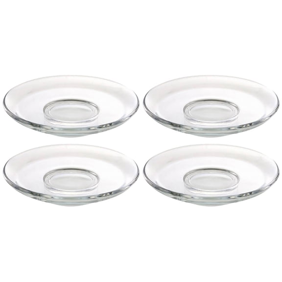 4 Pcs Glass Saucer Round Transparent Coffee Snack Small Dish Tea Tray Bar Accessories Decor Coasters Cups Mats Table