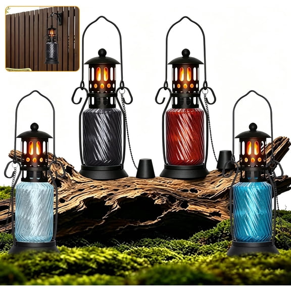 4 Pcs Glass Table Top Torches,14" Citronella Torches Outdoor Decor | Refillable Flame Light Torch, Decorative Tabletop Lantern for Yard, Patio, Deck, Garden, Party, Landscape