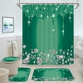 thumbnail image 1 of 4 Pcs Glitter Diamond Shower Curtain Sets, Deep Green Shiny Drips Bath Decor with Rug and Toilet Lid Cover, Emerald Green Luxury Texture Colorful Bling Modern Bathroom Curtain with 12 Hooks, 72 x 72, 1 of 7
