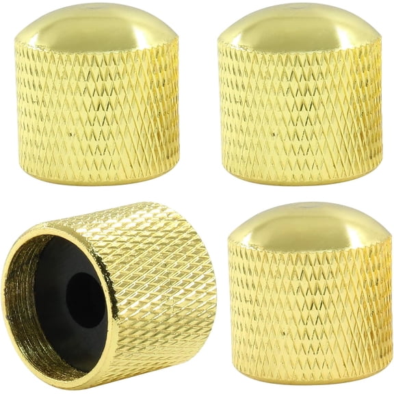 4 Pcs Gold Metal Guitar Knobs, Potentiometer Knobs Guitar Volume Tone Control Knob Knurled Metal Dome Knob for Fender Gibson Telecaster Bass Les Paul Electric Guitar