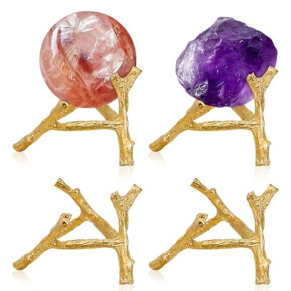 4 Pcs Golden Ball Stand Display Metal Base Tree Tripod Holder Egg Sphere Stand Balls Desktop Ornament Rack Holder DIY
