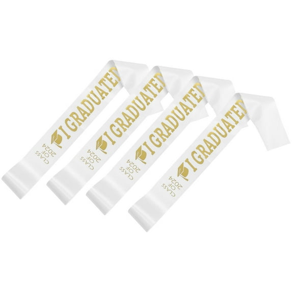 4 Pcs Graduation Photo Props Straps Student Sash for Decorate Shawl Shoulder White Ribbon