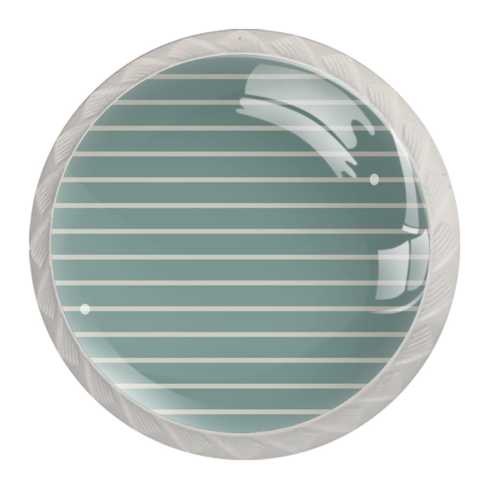4 Pcs Green White Stripe Knobs for Kitchen Cabinet Cupboard Dresser Bookcase Drawer Pulls Handles Round Home Decor