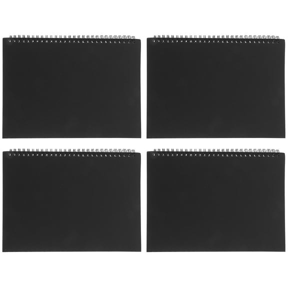 MLINS 4 Pcs Grid Notebook for Student Office Use 25.00X17.40X0.05CM Black