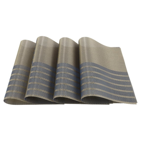4 Pcs Grid Style Placemats PET Place Mats for Kitchen Dining Table Washable Table Mats Blue