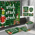 thumbnail image 1 of 4 Pcs The Grinch Christmas Bathroom Sets,Christmas Grinch Shower Curtain Set with Shower Curtain and Rugs and Bath Mat Set 72 X 72 Inches,with Hooks Xmas Bathroom Decor, 1 of 7
