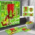 4 Pcs Grinch Shower Curtain Set with NonSlip Rug Snowflake Red and
