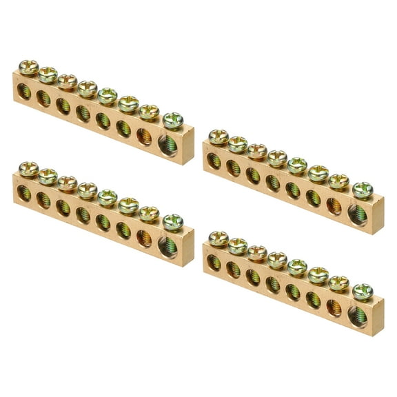 4 Pcs Ground Bus Bar Brass Terminal Grounding Bar 8 Positions Grounding Bars Block for Electric Box