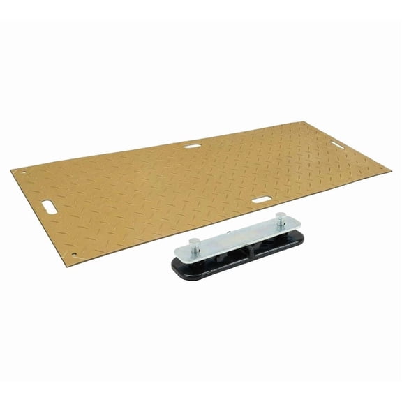 4 Pcs Ground Protection Mats - Tan, 3' x 8', Heavy Equipment Mats w/ 6 Pcs Single Connectors