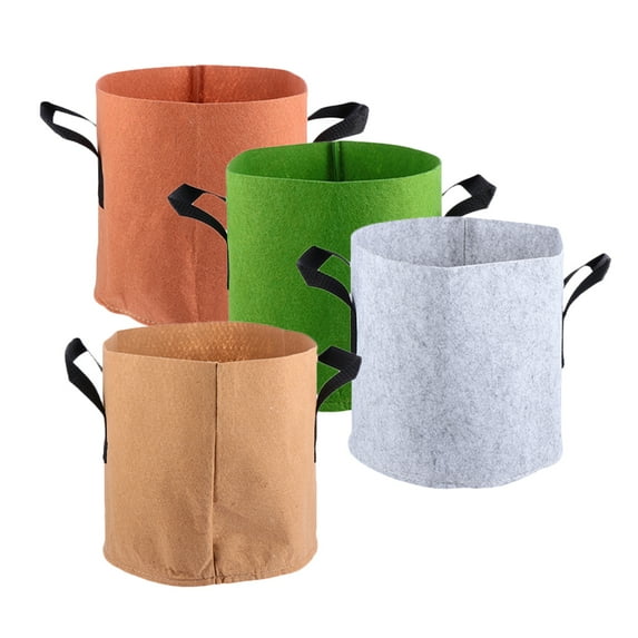 4 Pcs Grow Bag Flower Pot Fabric Planter Pots Planting Pouch Succulent Plants Nursery Bags Felt Container Perlite for