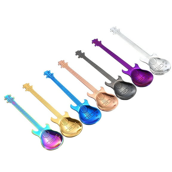 4 Pcs Guitar Cucharas Para Postres Stainless Steel Small Spoon Sugar Spoon Kitchen Accessories Mixing Spoon