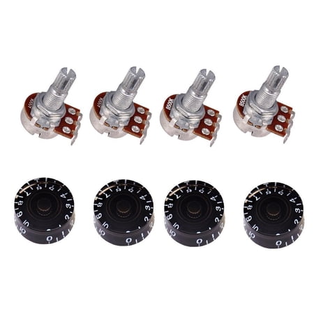 4 Pcs Guitar Potentiometer Audio 500K K 18mm Replacement & 4 Pcs Guitar Control Knobs